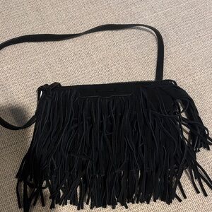Rebecca Minkoff Black Suede Fringe Crossbody Bag